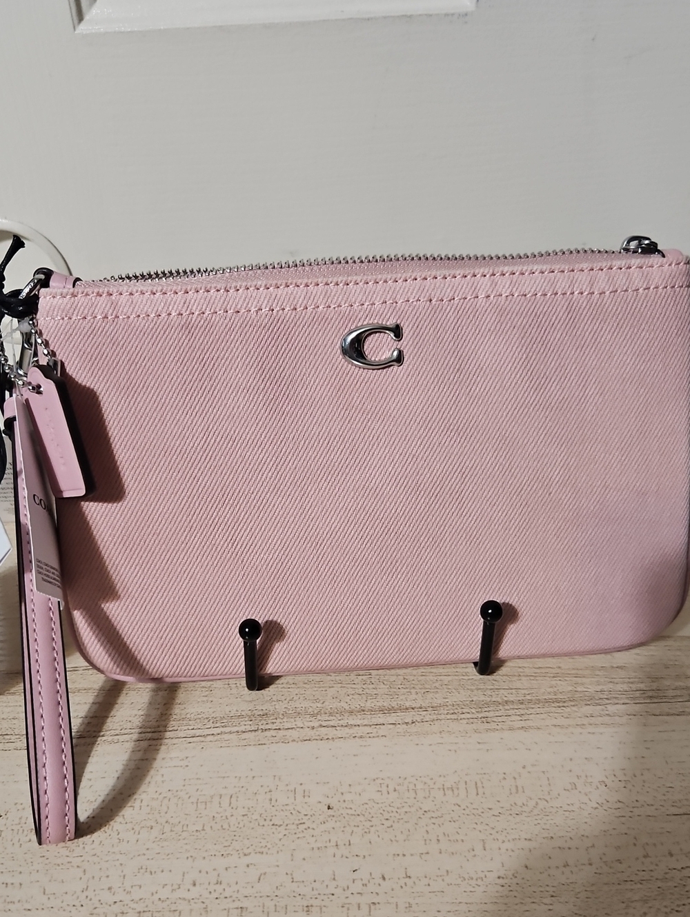 Coach NWT Light Pink DENIM Wristlet